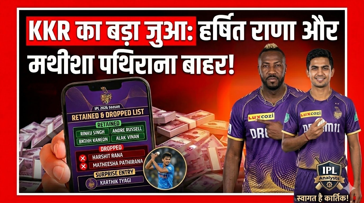 IPL 2026 में KKR का महा-पलटवार! राणा-पथिराना बाहर, कार्तिक त्यागी का तूफान! क्या है KKR की नई चाल?
