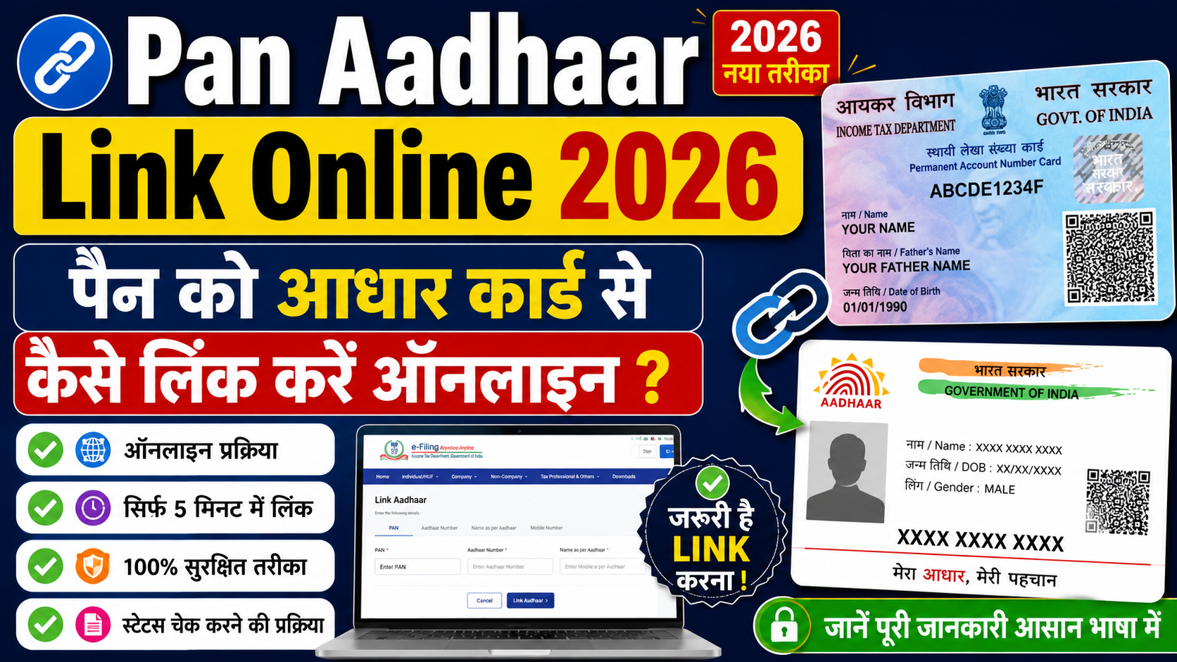 🔗 Pan Aadhaar Link Online 2026 – पैन को आधार कार्ड से कैसे लिंक करें ऑनलाइन ?