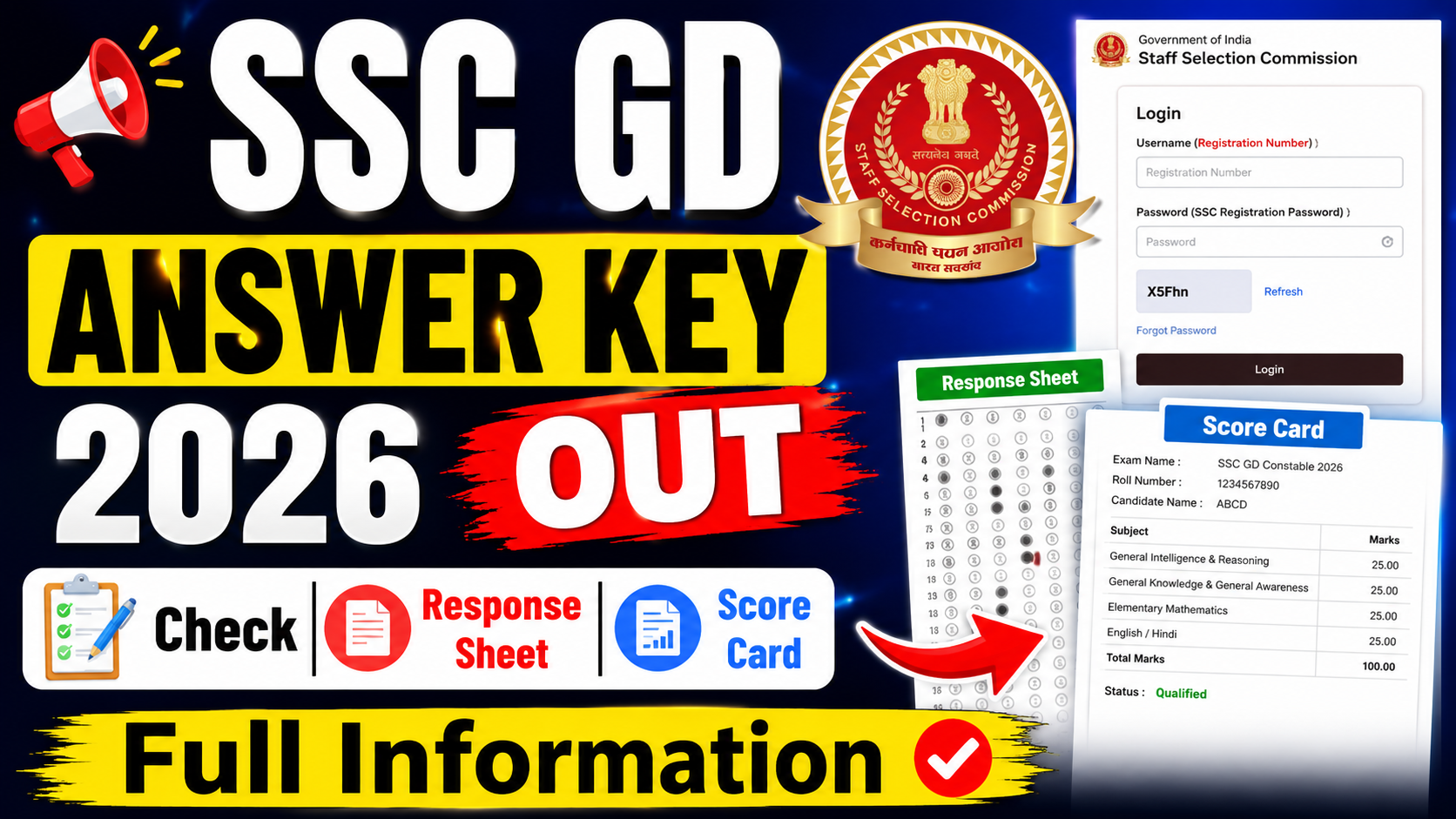 📢 SSC GD Answer Key 2026 Out : Check Response Sheet & Score Card Full Information